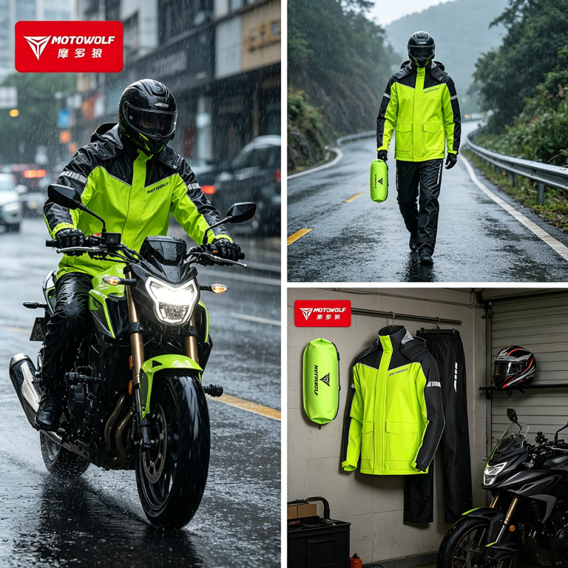 Motorcycle Gear Mens - MOTOWOLF Motorfiets Regenjas Accessoires Waterdichte Regenpak