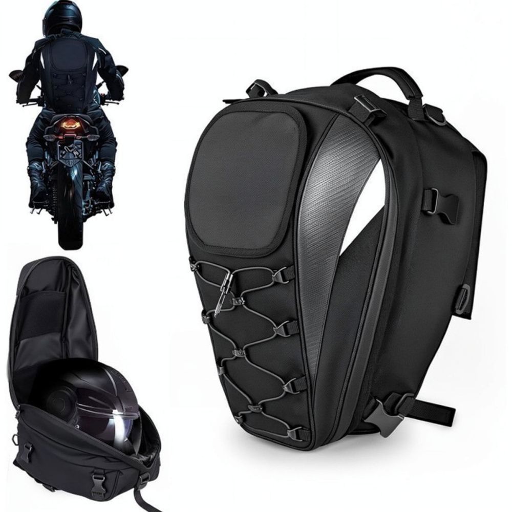 Motorcycle Gear Backpack - Motorfietszadelbagage, waterdichte Oxford rugzak, helmopberghoes voor